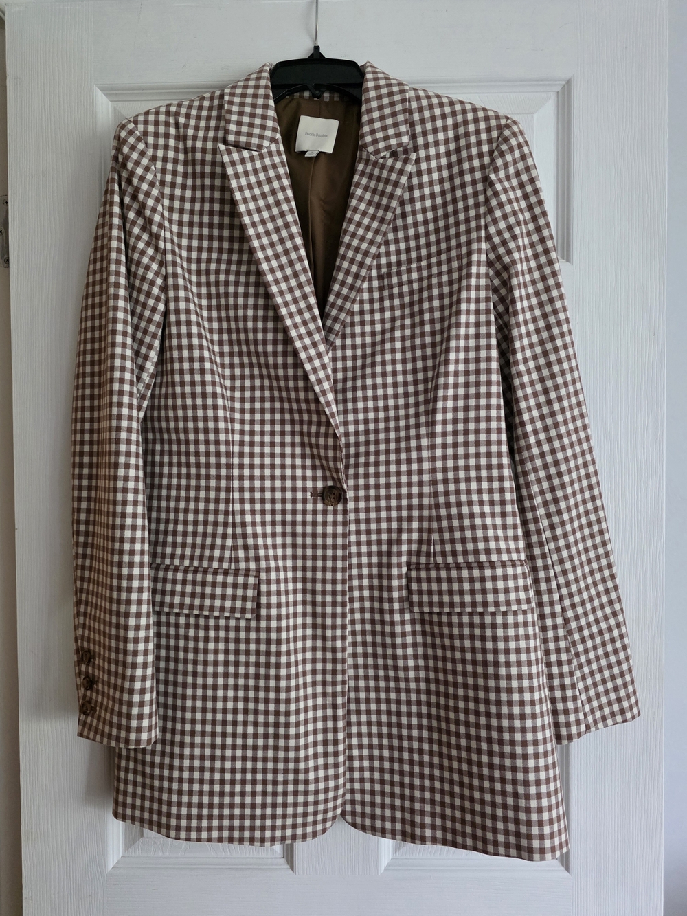 FAVORITE DAUGHTER The Break-Up Blazer in Brown/White Gingham size Medium
